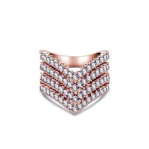 Callura Rose Goldtone Four-Layer Pave Ring with Swarovski Crystals